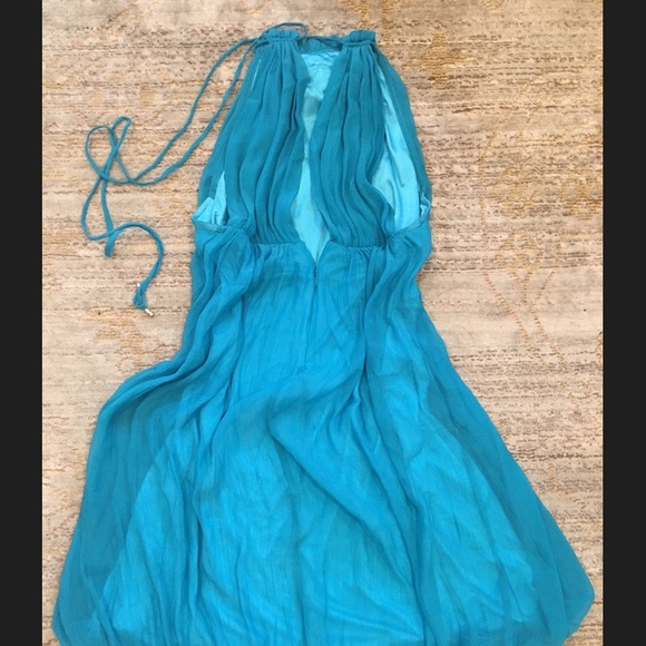 Turquoise Dress 👗 Flowy Halter - Picture 4 of 7